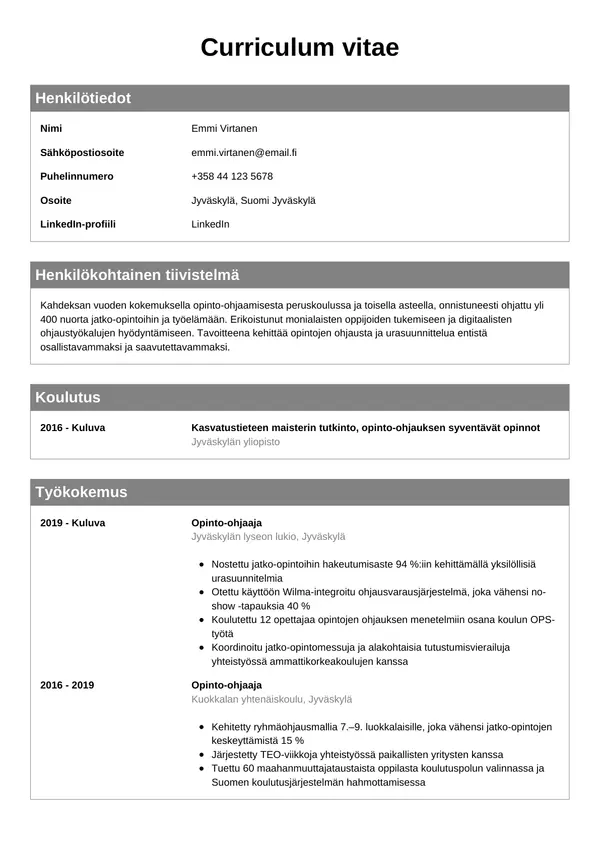 CV-pohja — Tyyli 7