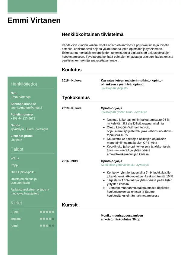 CV-pohja — Tyyli 8
