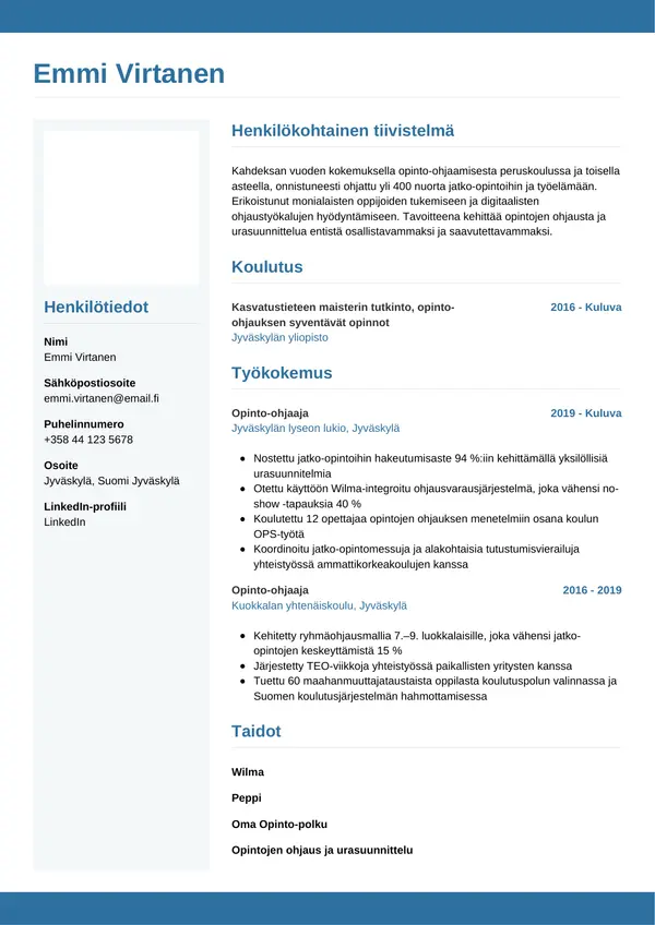 CV-pohja — Tyyli 9