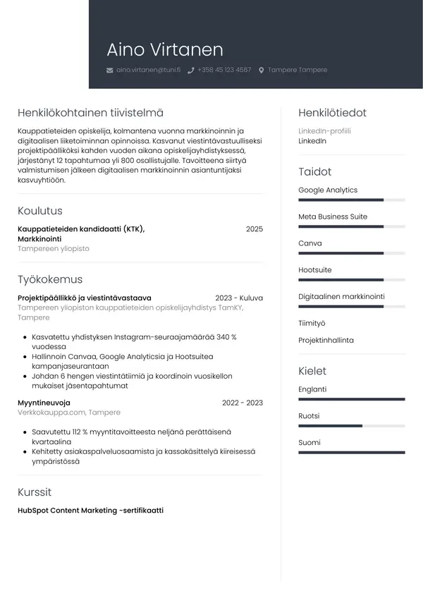 CV-pohja — Tyyli 1
