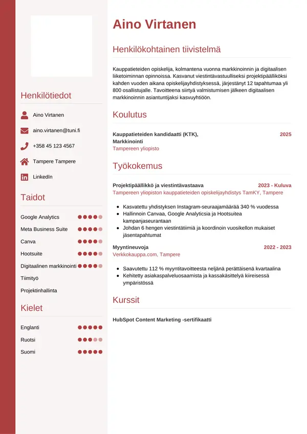 CV-pohja — Tyyli 10