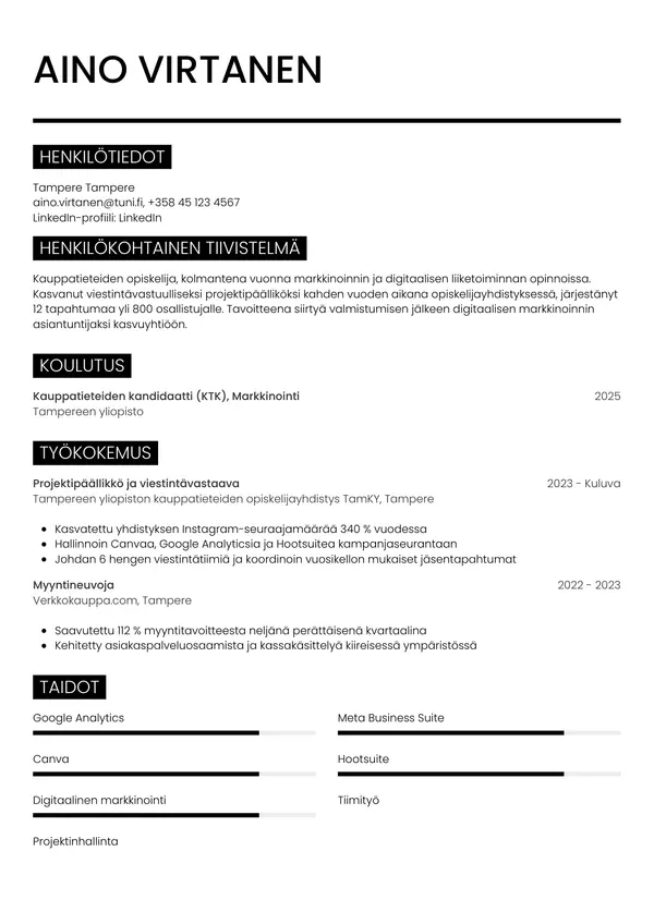 CV-pohja — Tyyli 11
