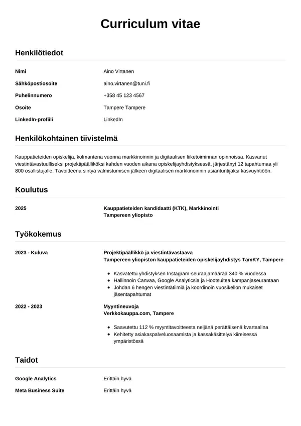 CV-pohja — Tyyli 12