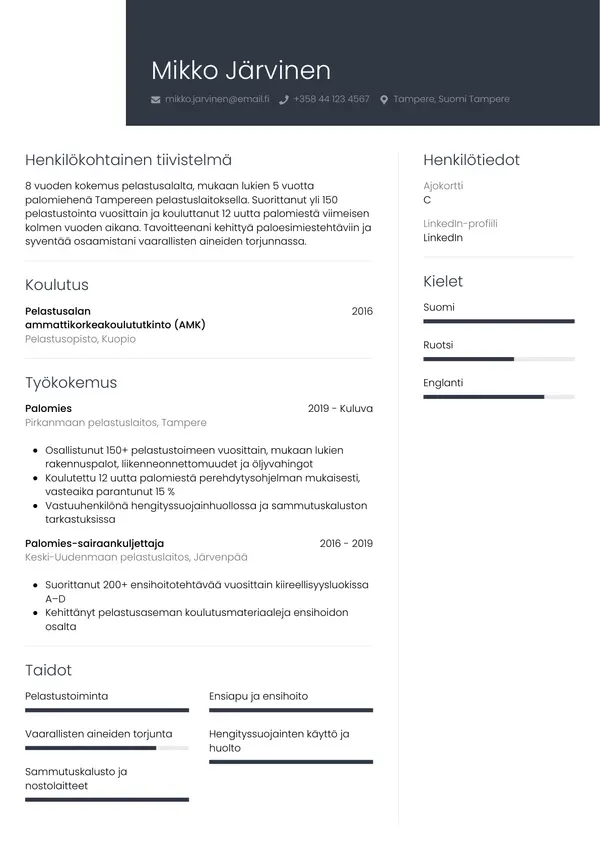 CV-pohja — Tyyli 1