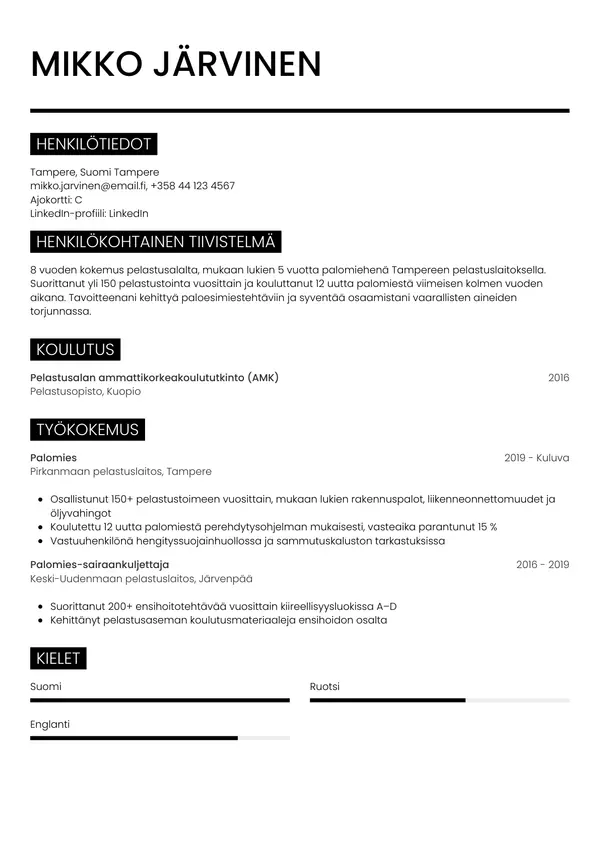 CV-pohja — Tyyli 11