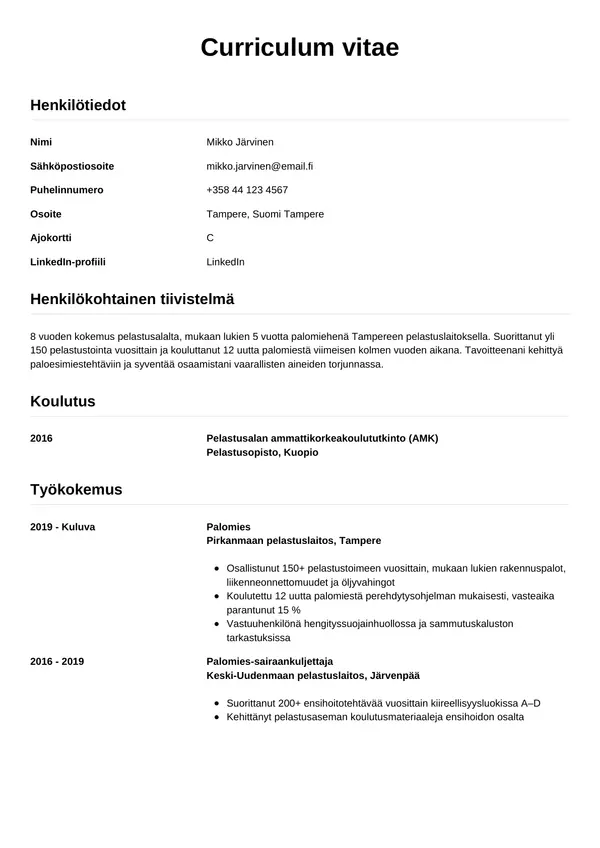 CV-pohja — Tyyli 12