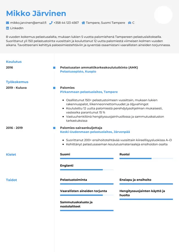 CV-pohja — Tyyli 2