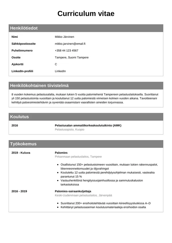 CV-pohja — Tyyli 7