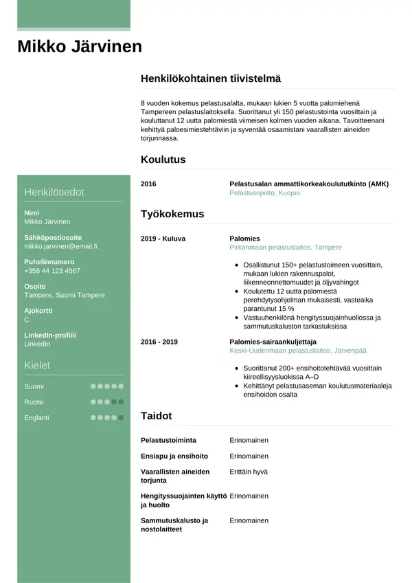 CV-pohja — Tyyli 8