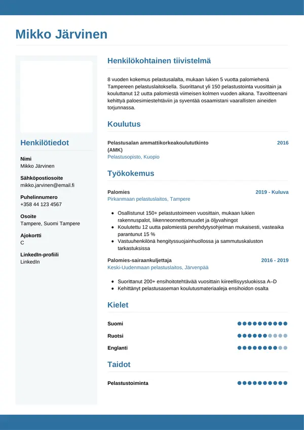 CV-pohja — Tyyli 9