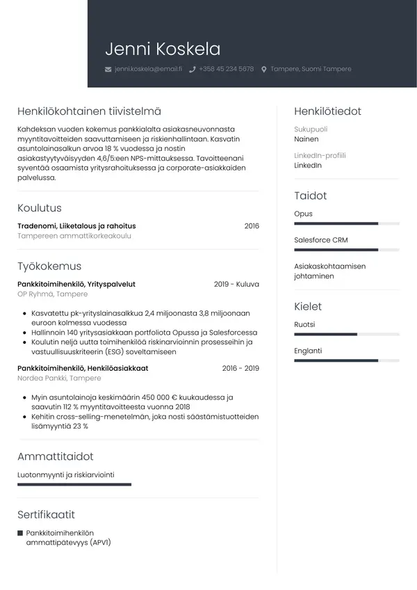 CV-pohja — Tyyli 1