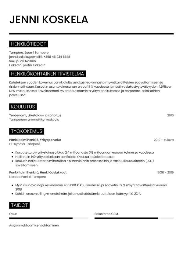 CV-pohja — Tyyli 11
