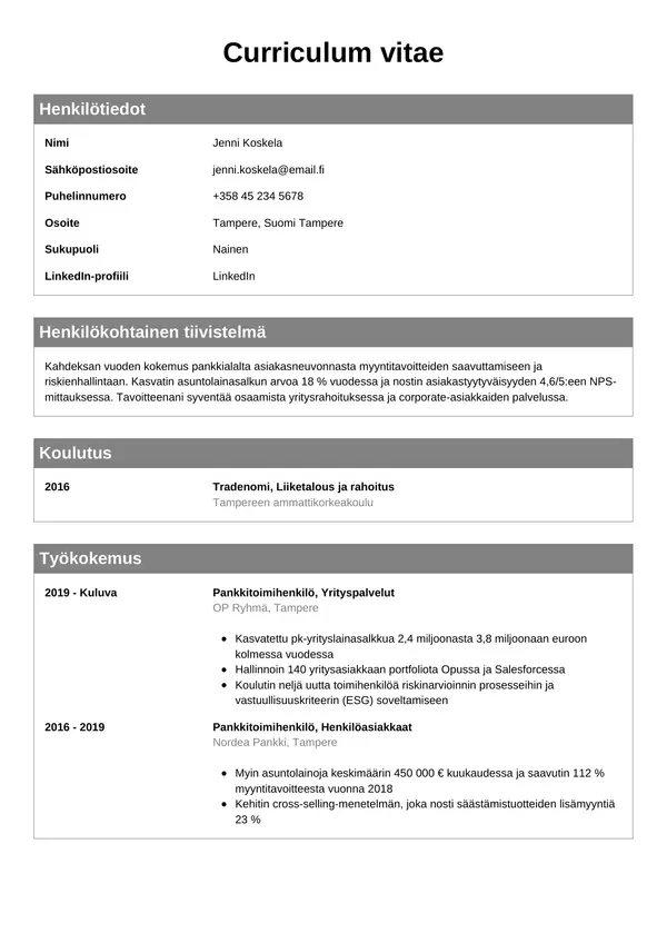 CV-pohja — Tyyli 7