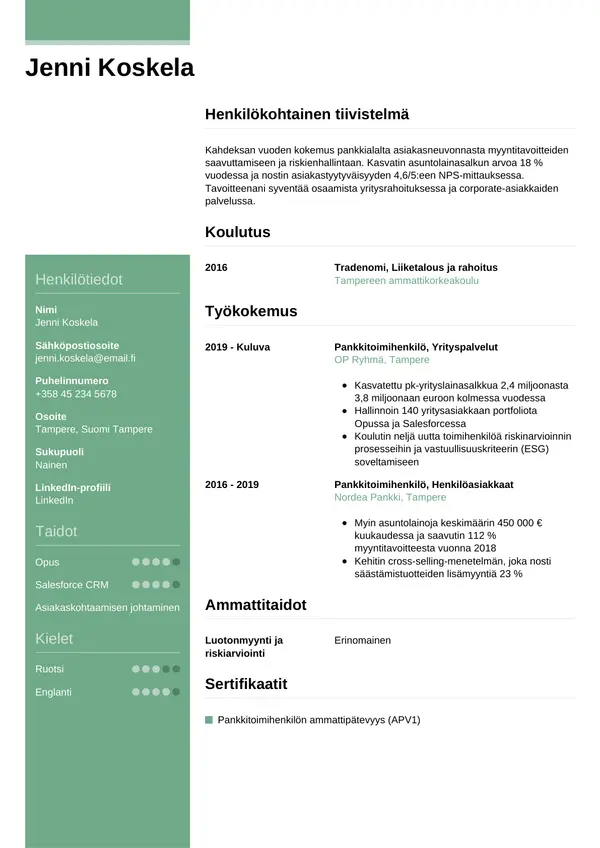 CV-pohja — Tyyli 8