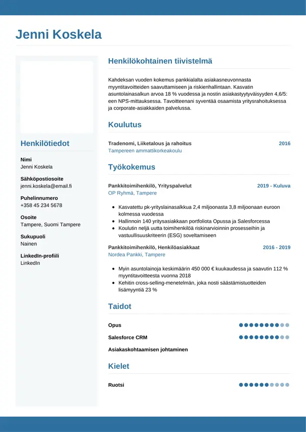 CV-pohja — Tyyli 9