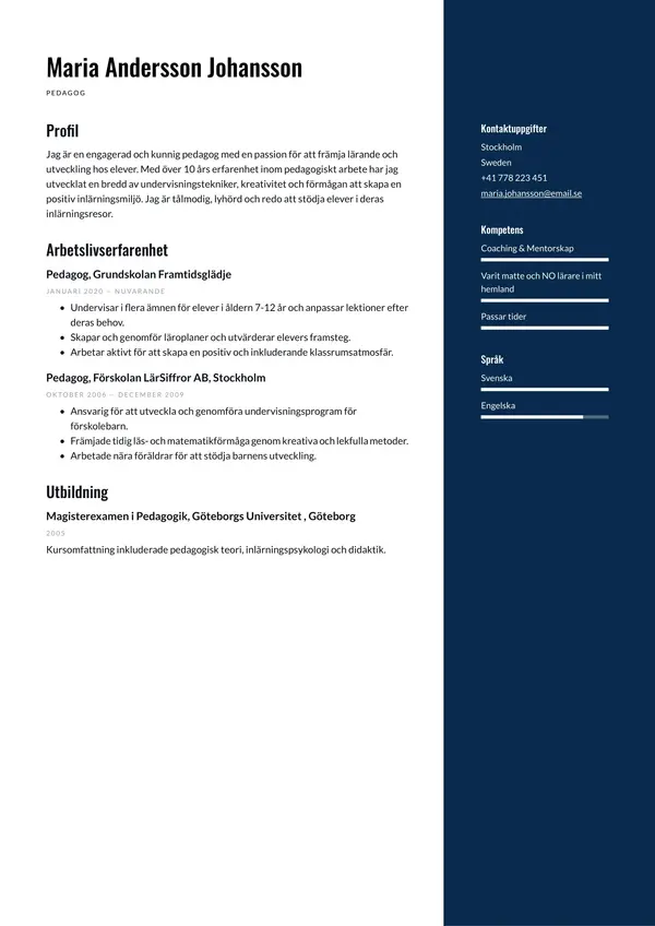 Pedagog CV-pohja — Tyyli 3