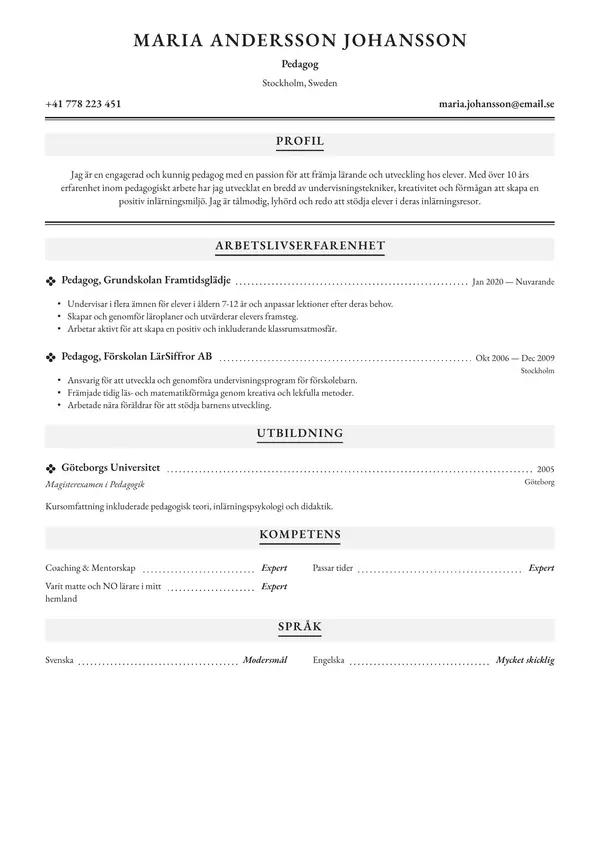 Pedagog CV-pohja — Tyyli 7