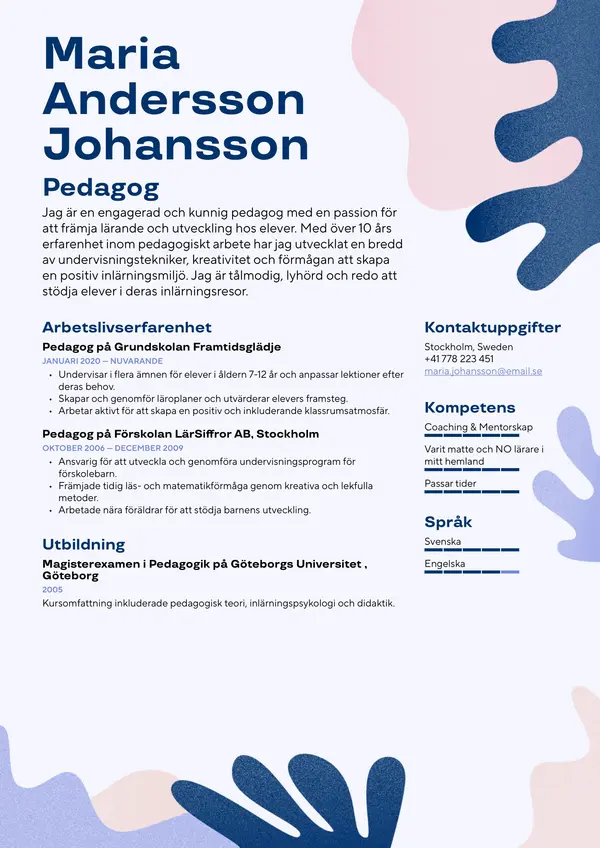 Pedagog CV-pohja — Tyyli 9