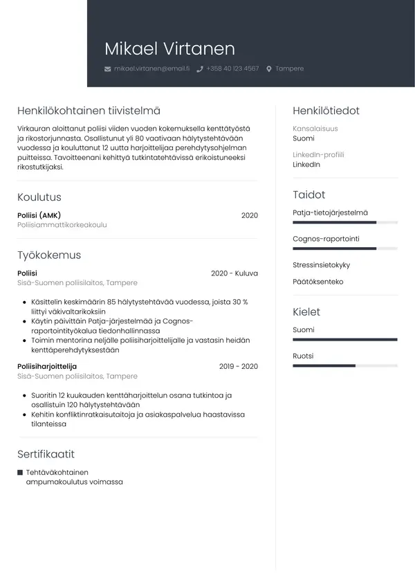 CV template Tyyli 1