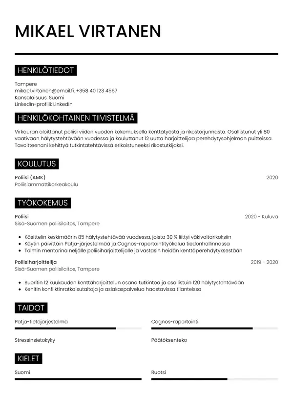 CV-pohja — Tyyli 11