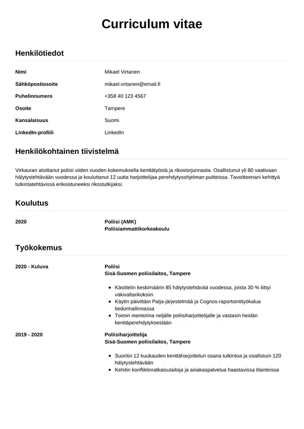 CV-pohja — Tyyli 12