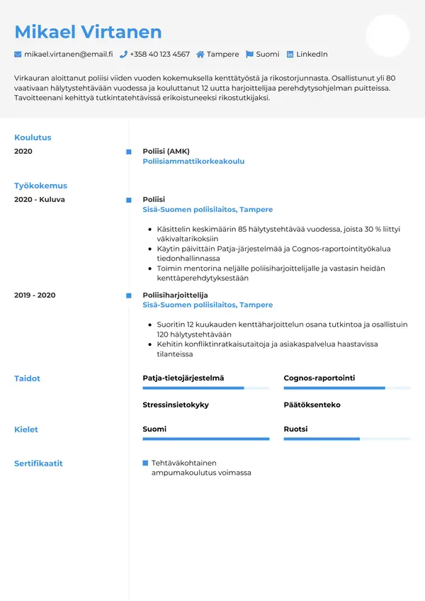 CV-pohja — Tyyli 2
