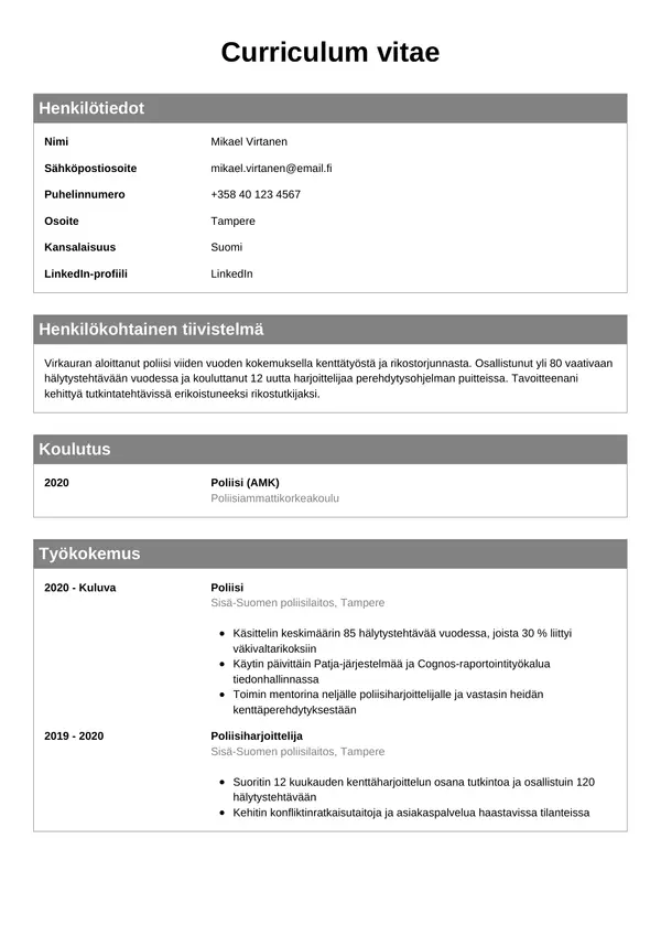 CV-pohja — Tyyli 7