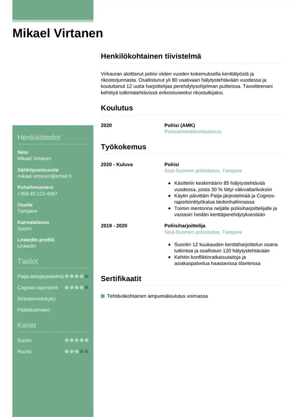 CV-pohja — Tyyli 8