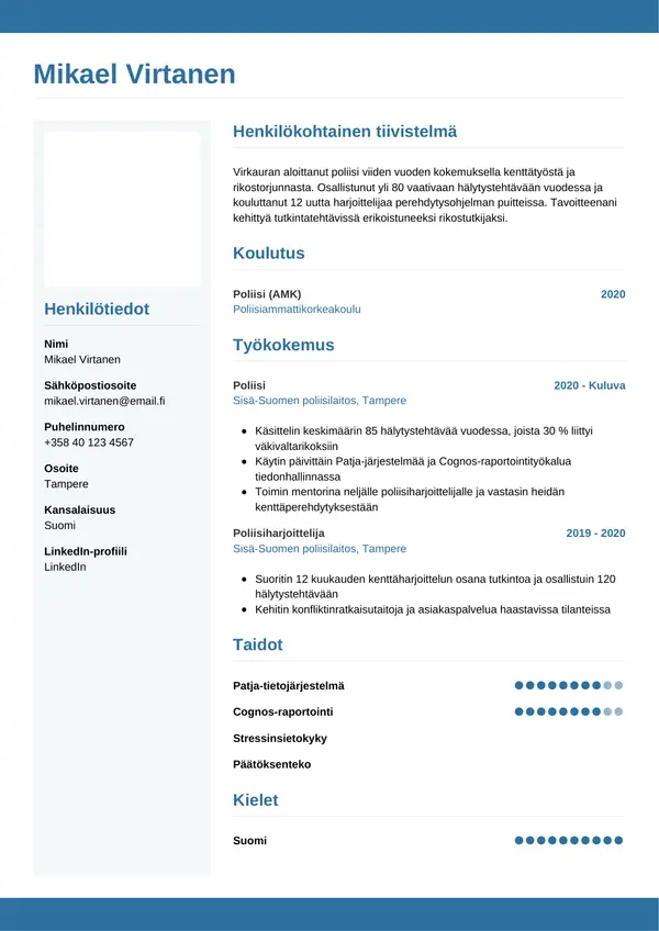 CV-pohja — Tyyli 9