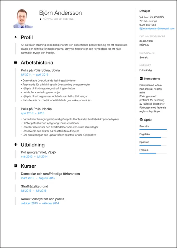 Polis CV-pohja — Tyyli 1