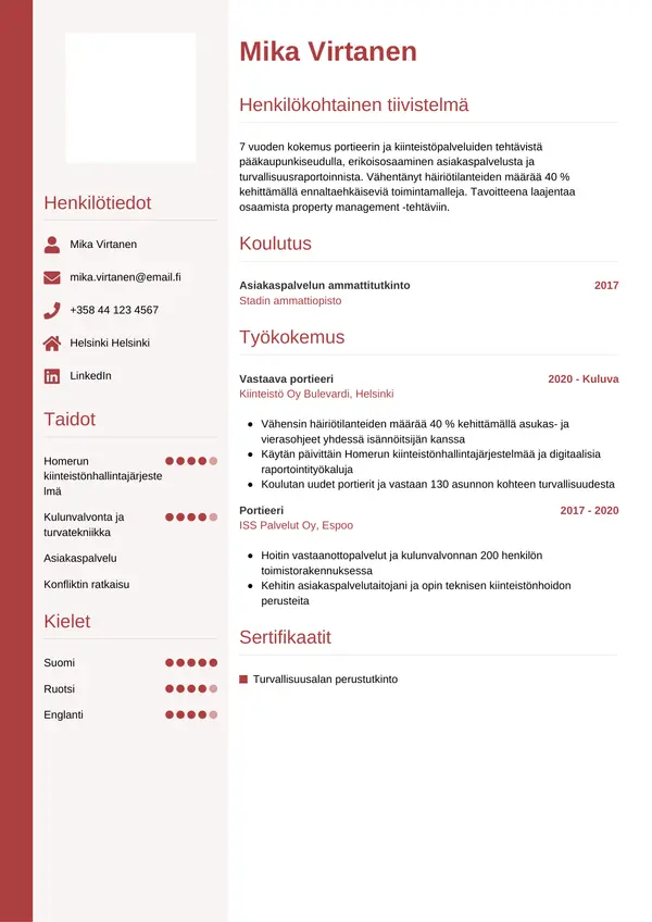 CV-pohja — Tyyli 10