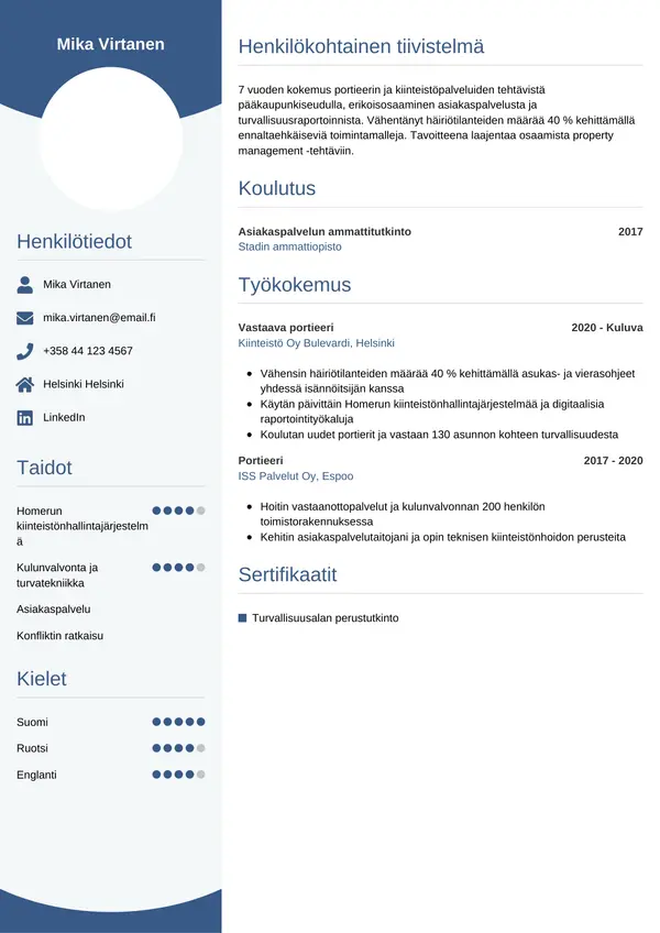 CV-pohja — Tyyli 4