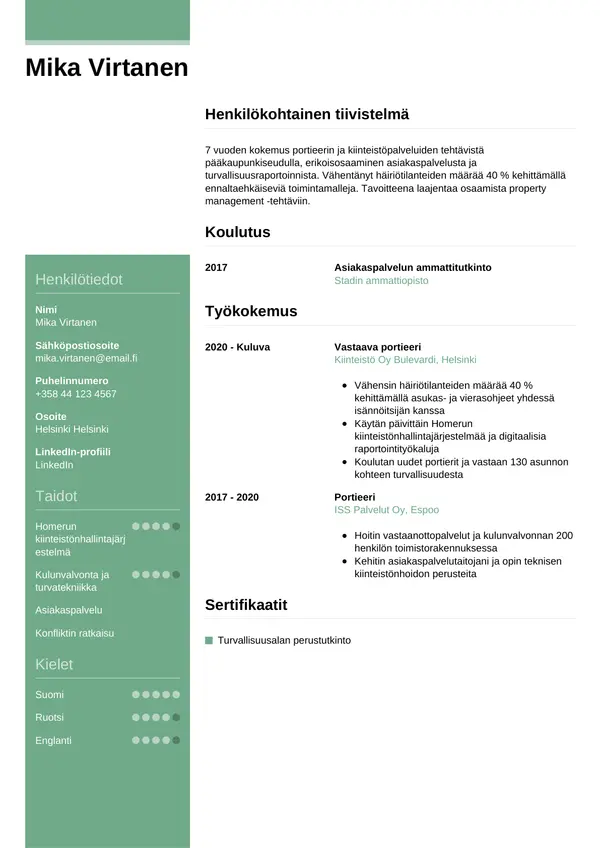 CV-pohja — Tyyli 8