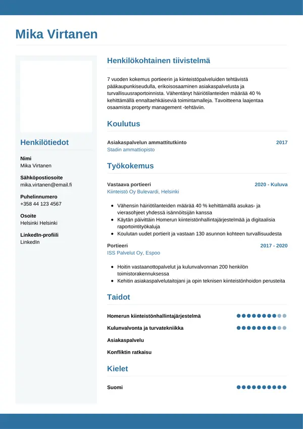 CV-pohja — Tyyli 9