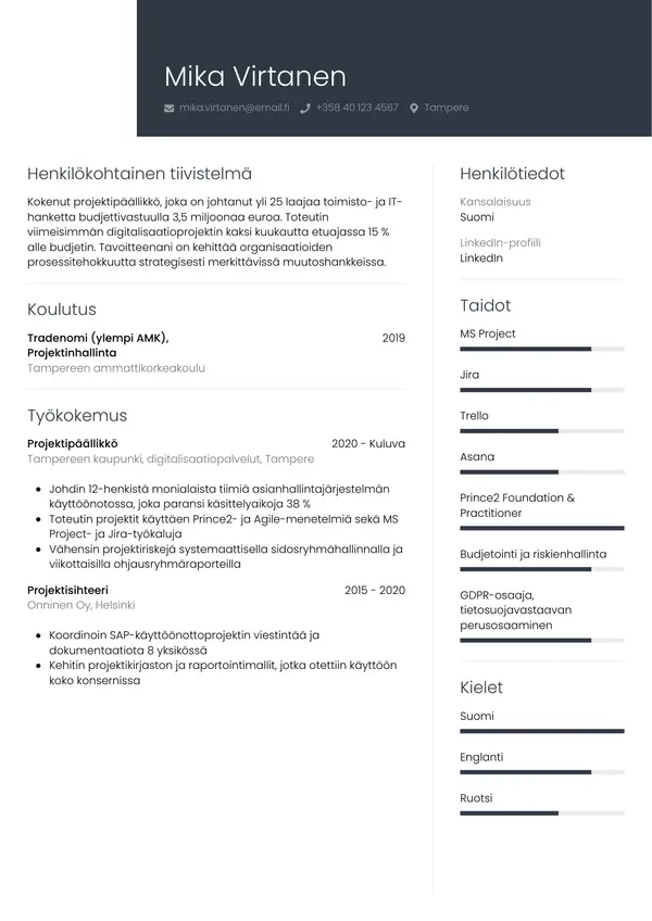 CV-pohja — Tyyli 1