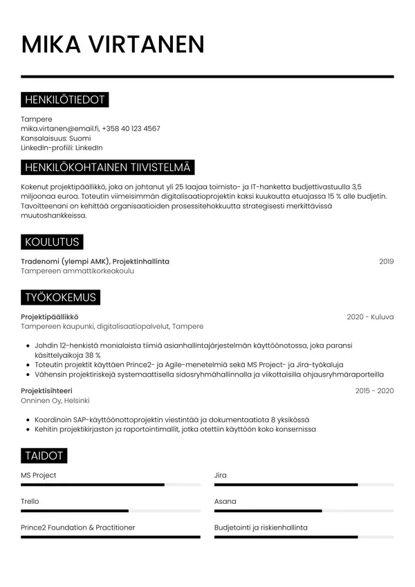 CV-pohja — Tyyli 11