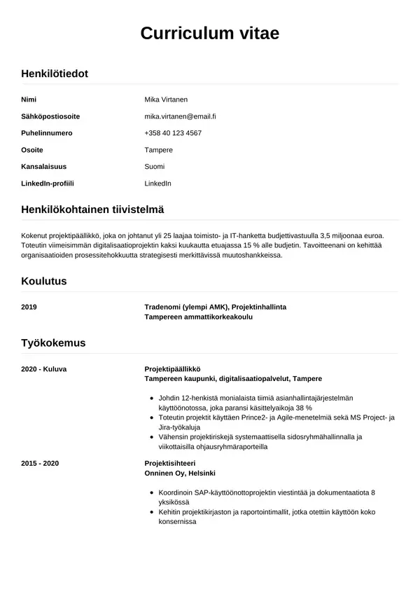 CV-pohja — Tyyli 12