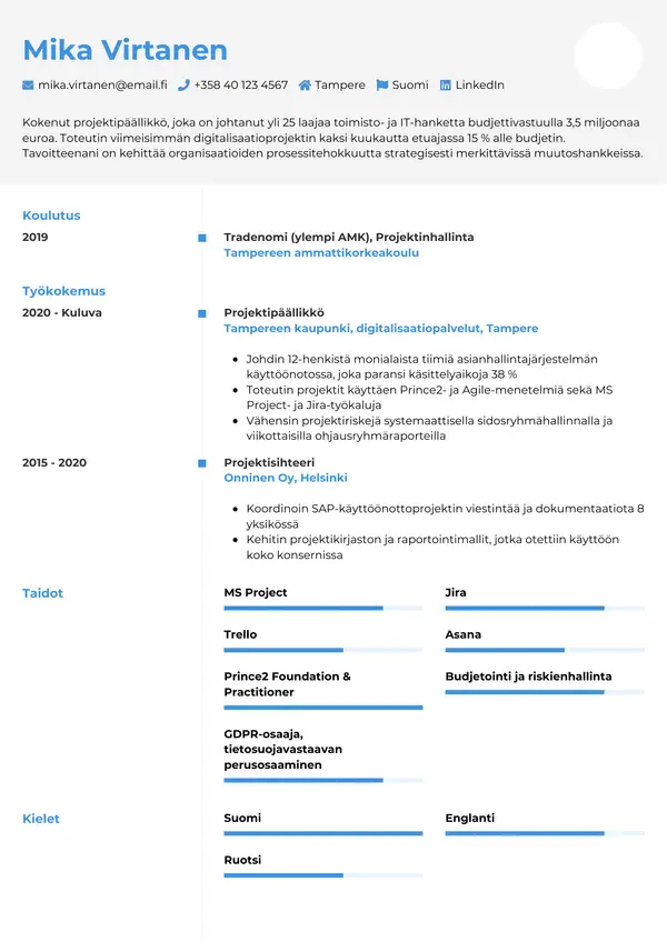 CV-pohja — Tyyli 2