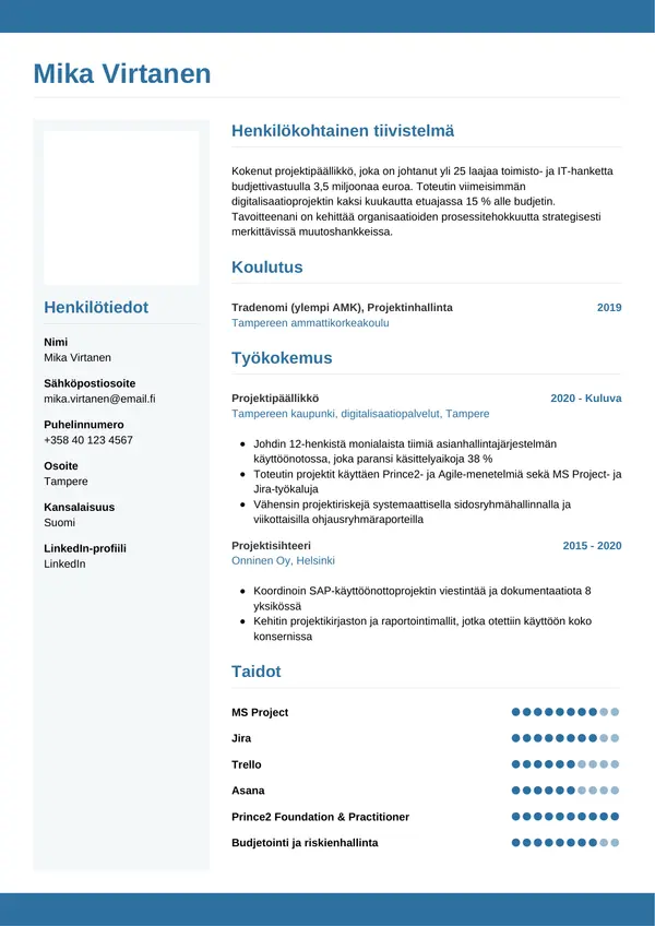 CV-pohja — Tyyli 9