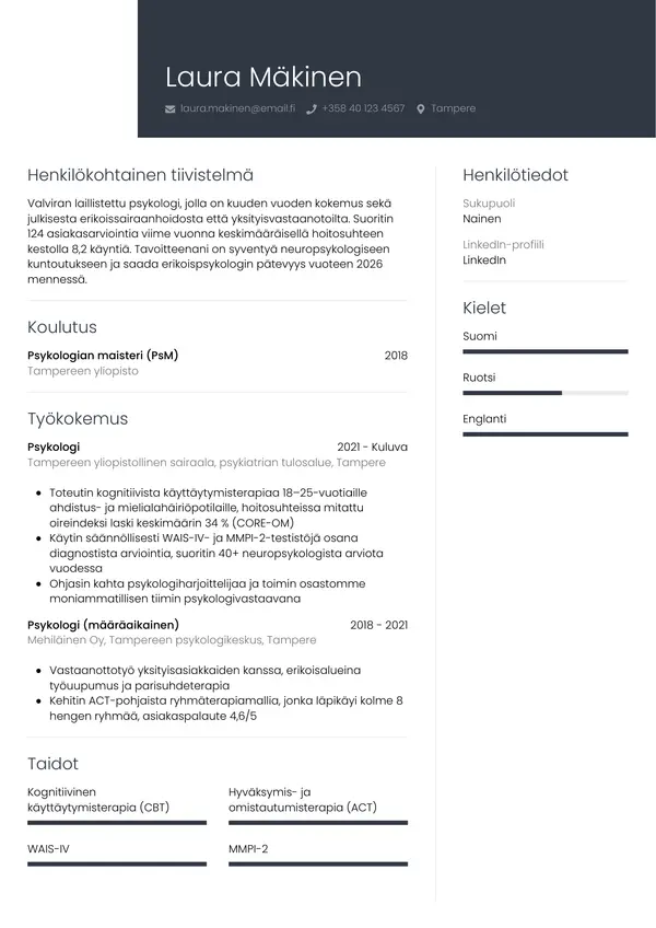 CV-pohja — Tyyli 1