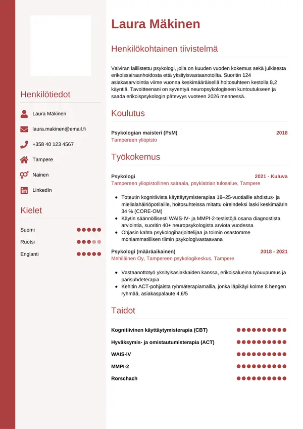 CV-pohja — Tyyli 10