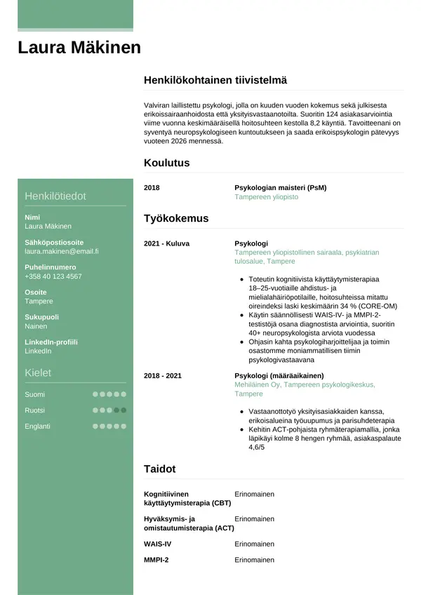 CV-pohja — Tyyli 8