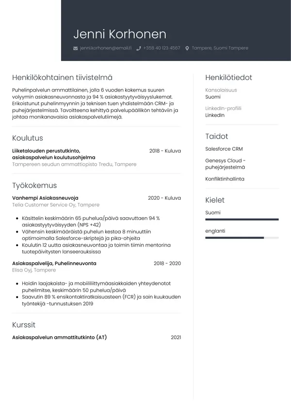 CV-pohja — Tyyli 1