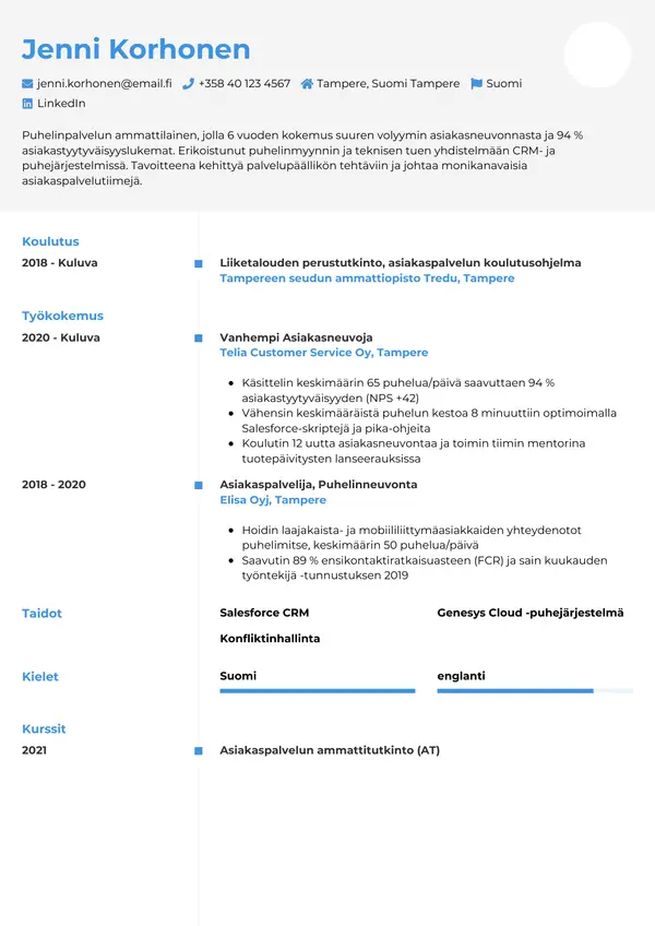 CV-pohja — Tyyli 2