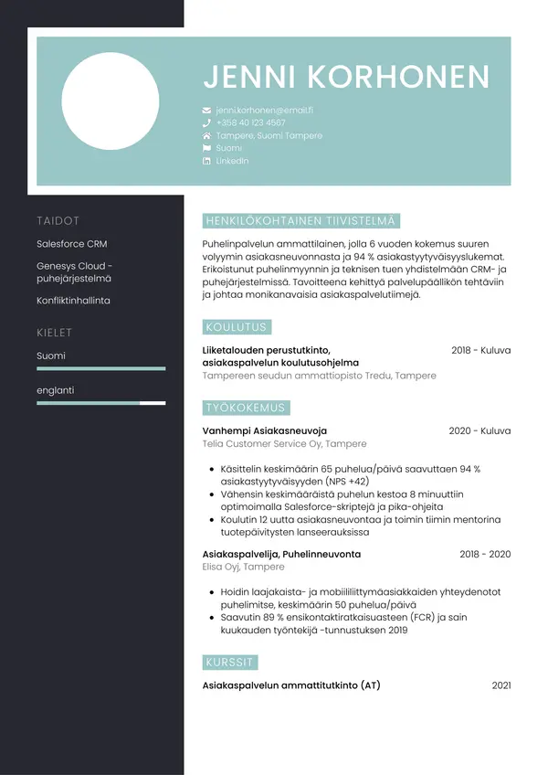 CV-pohja — Tyyli 3