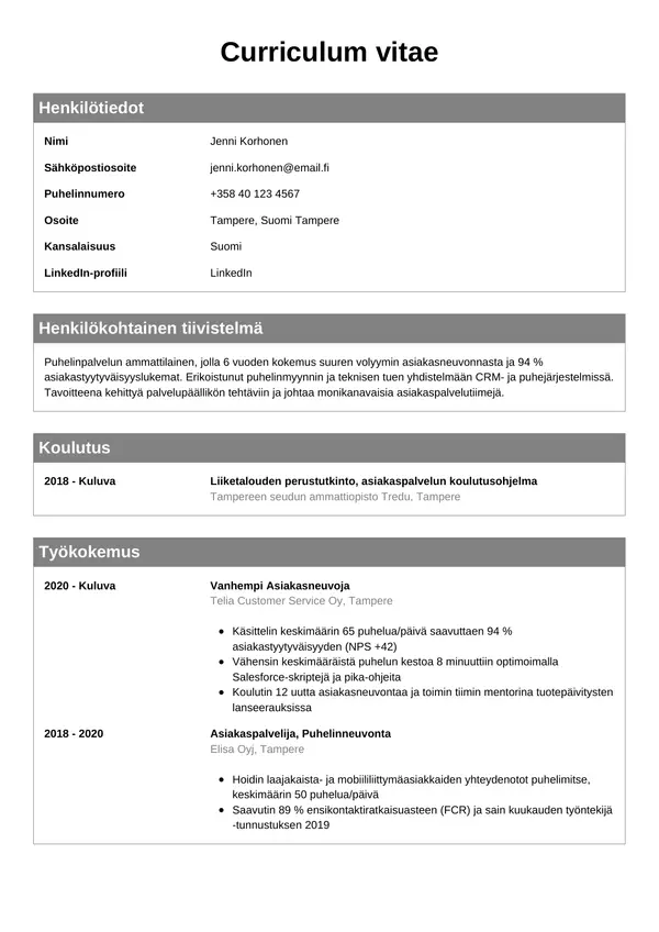 CV-pohja — Tyyli 7