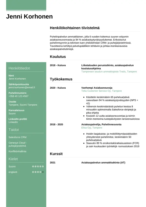 CV-pohja — Tyyli 8