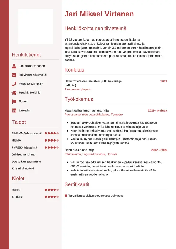 CV-pohja — Tyyli 10