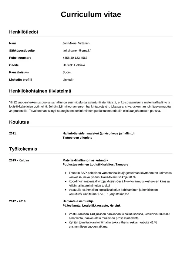 CV-pohja — Tyyli 12