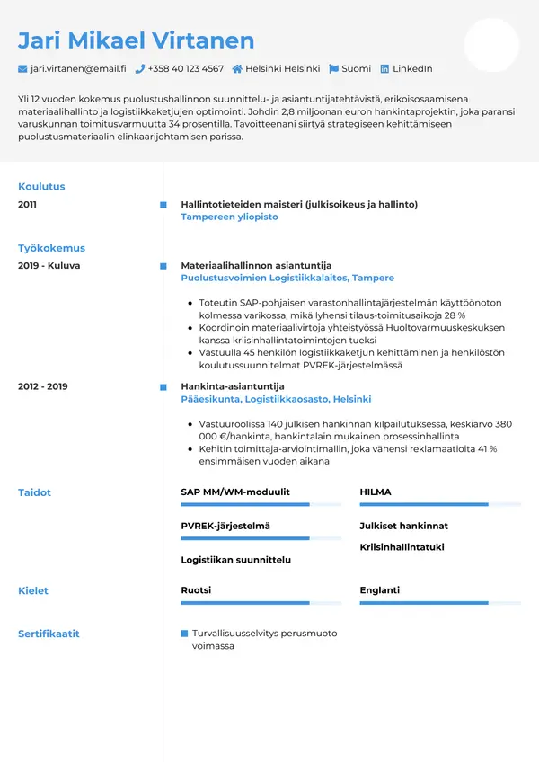 CV-pohja — Tyyli 2